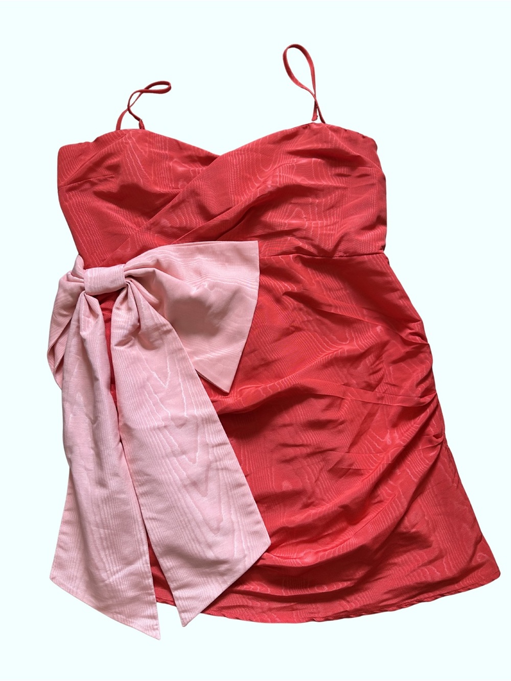 Red Mini Dress with Pink Bow Accent